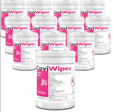 Load image into Gallery viewer, Case of Cavi Wipes 6 x 7" 160 Count Canister, isopropyl alcohol disinfectant wipes.
